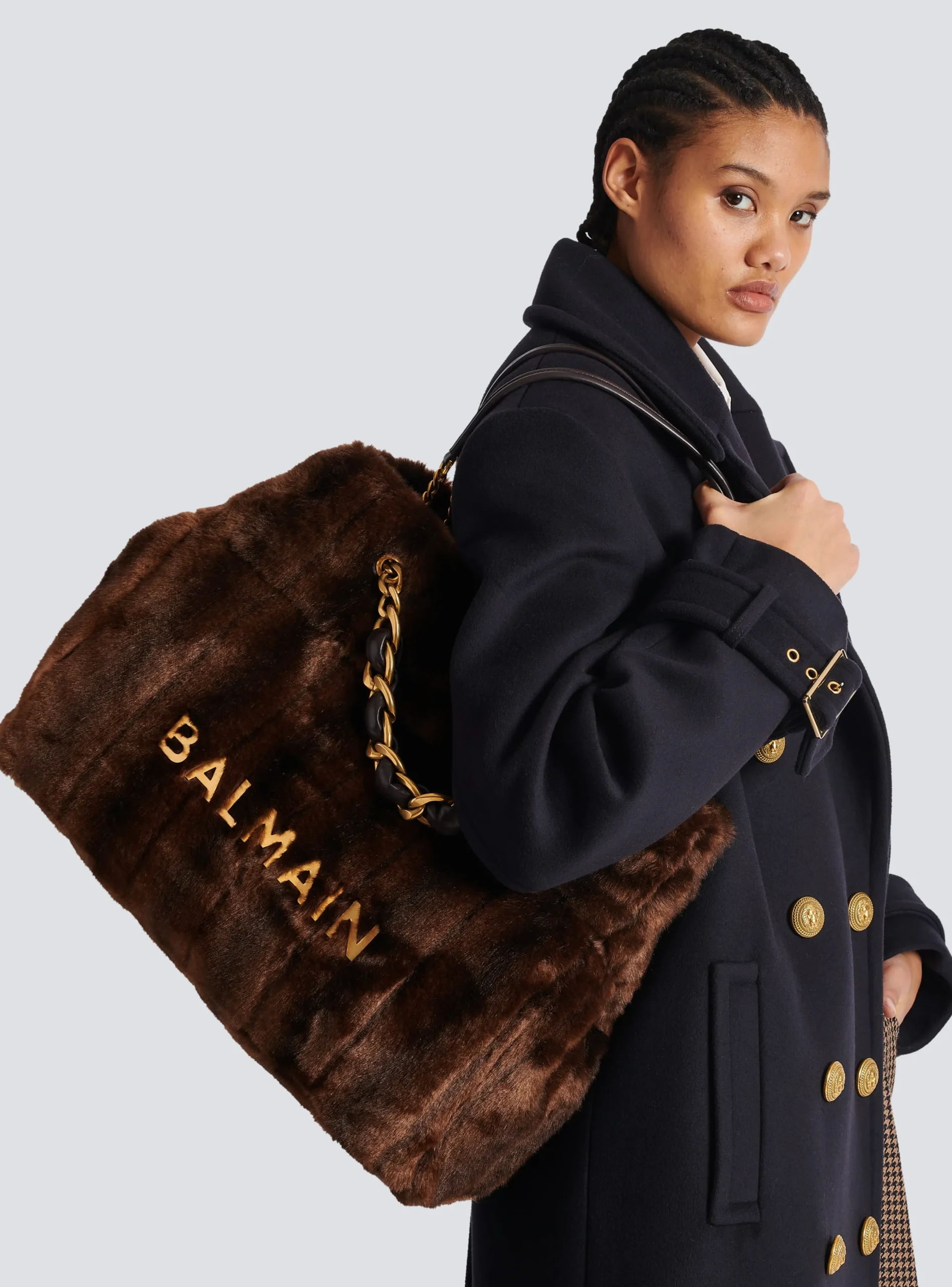 1945 Soft Faux Fur Tote Bag-Balmain Shop
