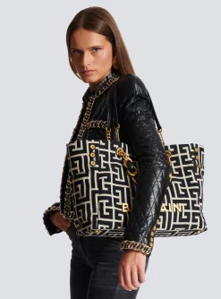 1945 Soft Monogrammed Jacquard Tote Bag-Balmain Shop