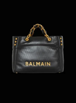 1945 Soft Tote Bag In Embossed Calfskin With A Grid Motif-Balmain Best
