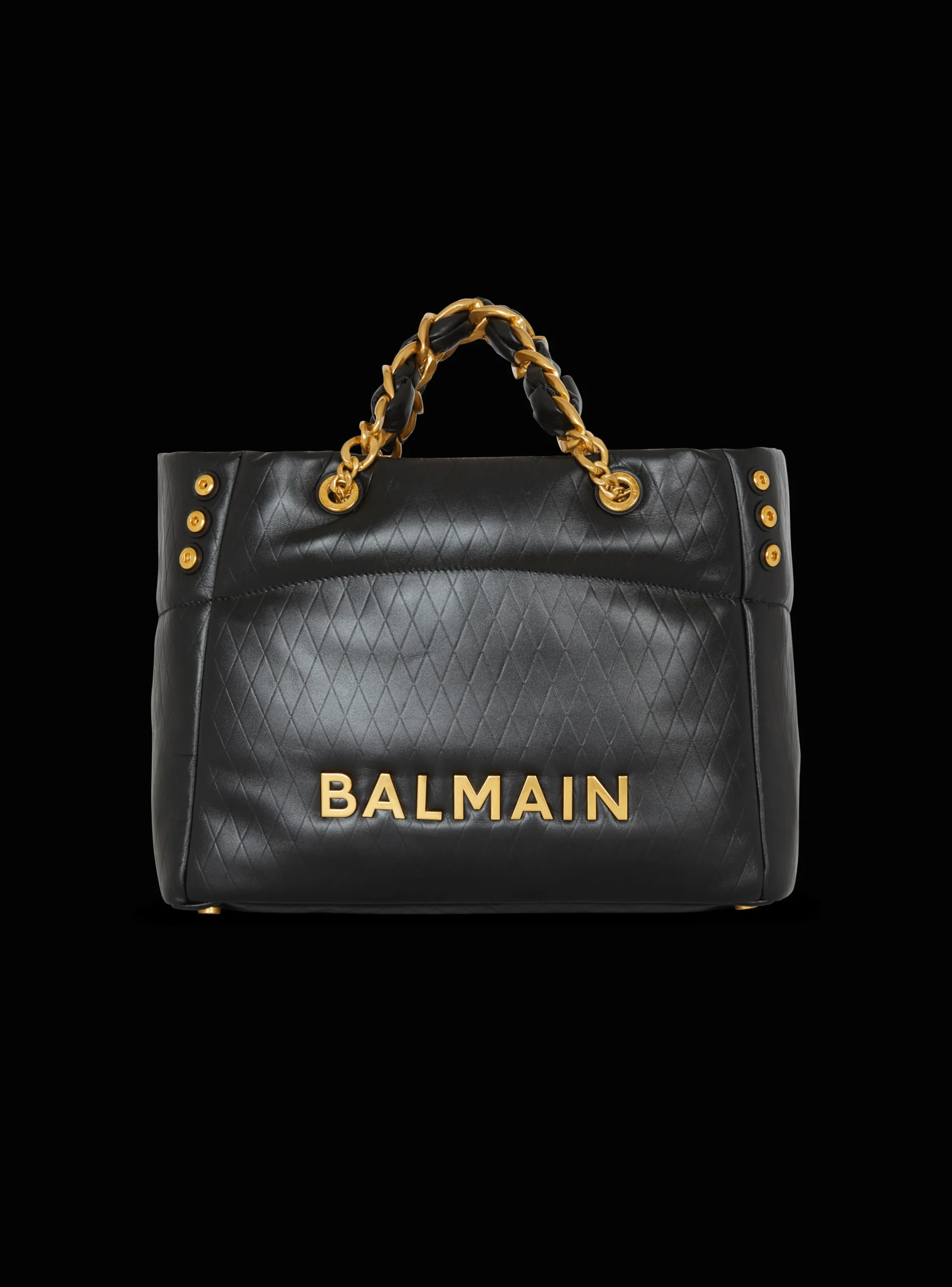 1945 Soft Tote Bag In Embossed Calfskin With A Grid Motif-Balmain Best