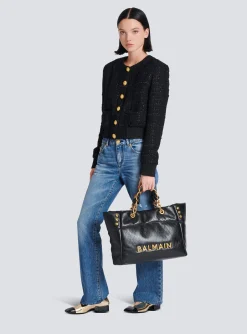 1945 Soft Tote Bag In Embossed Calfskin With A Grid Motif-Balmain Best