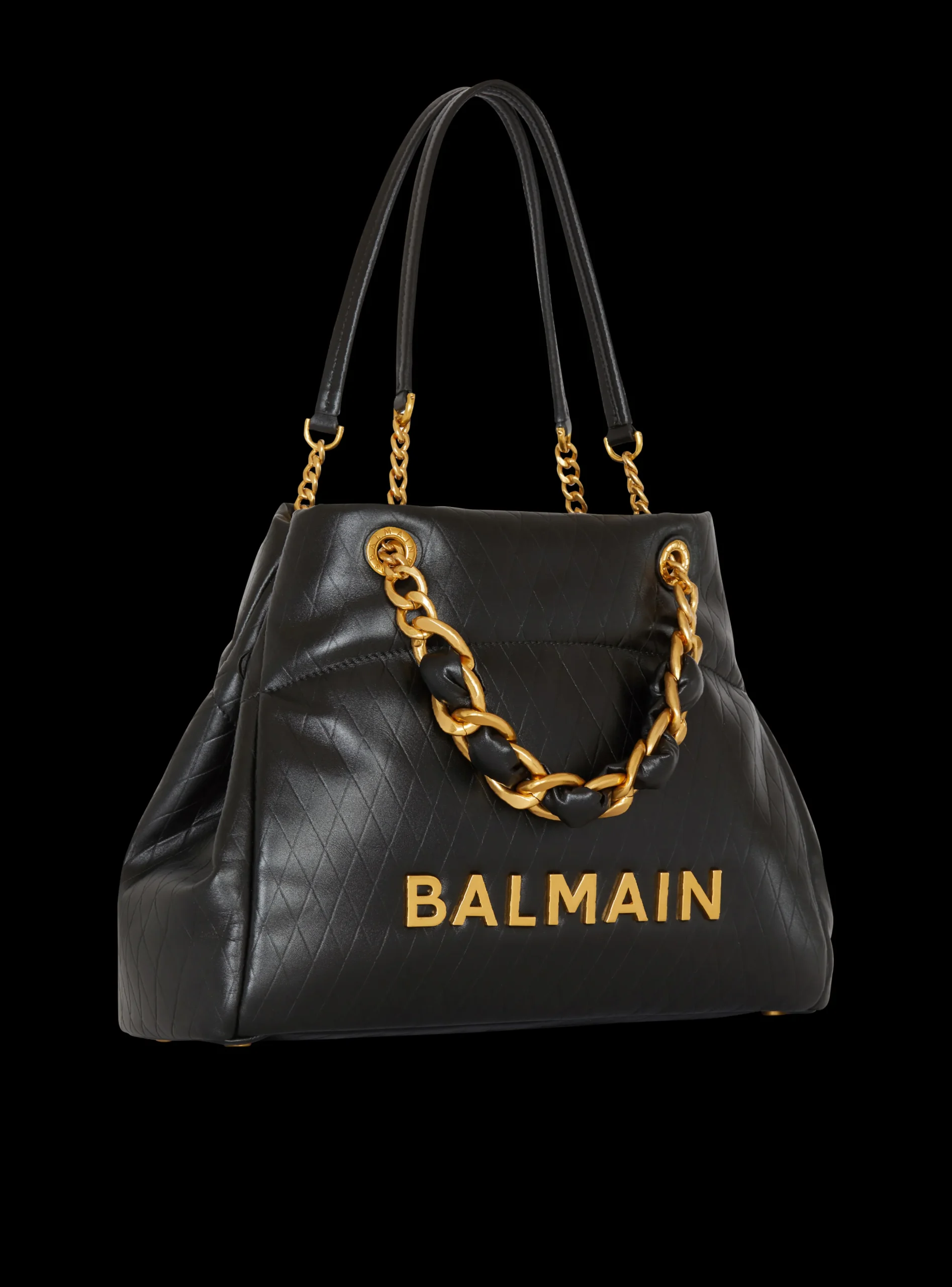 1945 Soft Tote Bag In Embossed Calfskin With A Grid Motif-Balmain Best