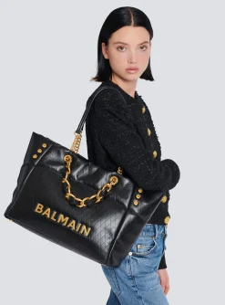 1945 Soft Tote Bag In Embossed Calfskin With A Grid Motif-Balmain Best