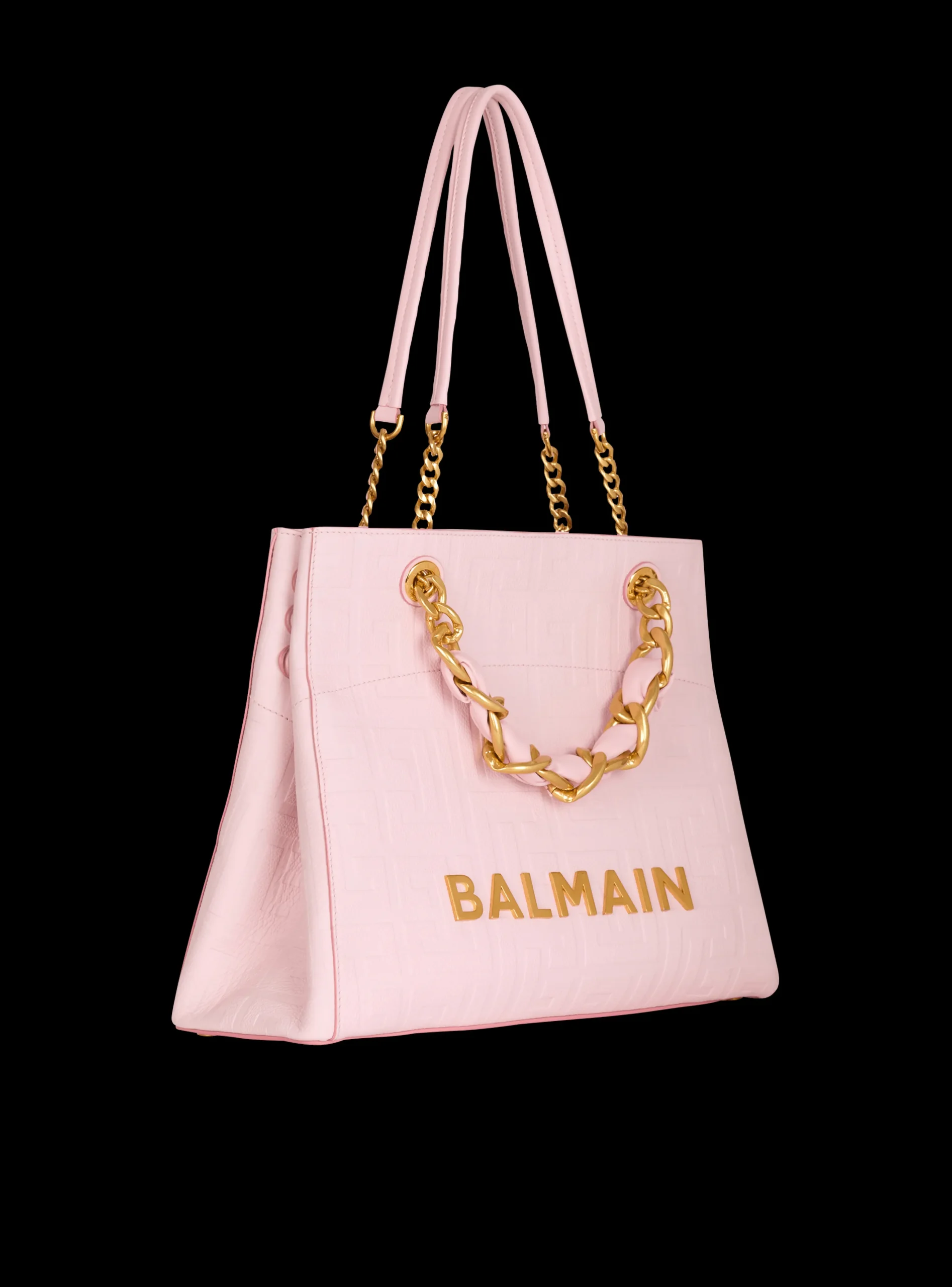 1945 Soft Tote Bag In Embossed Grained Calfskin With A PB Labyrinth Monogram-Balmain Fashion