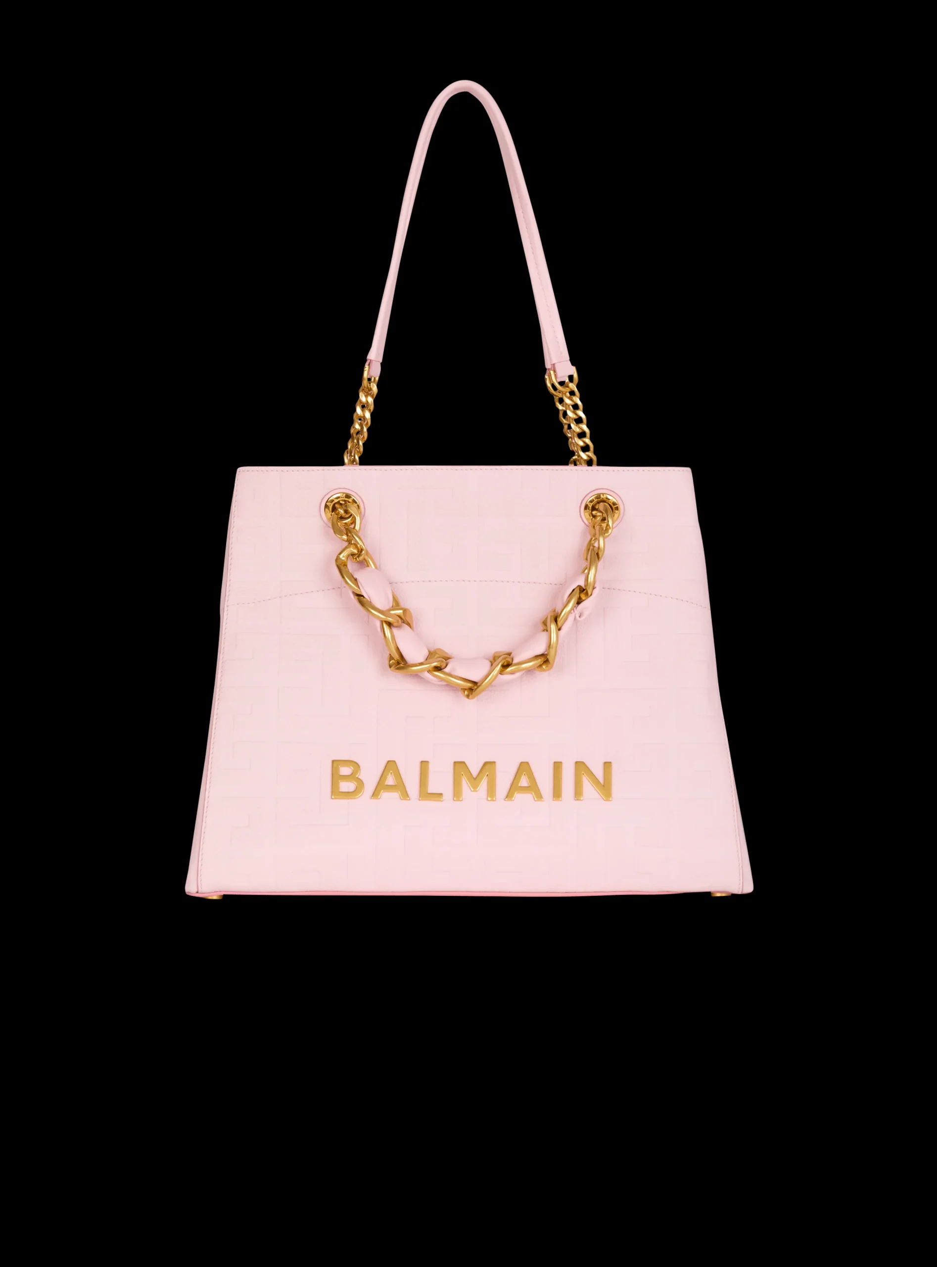 1945 Soft Tote Bag In Embossed Grained Calfskin With A PB Labyrinth Monogram-Balmain Fashion