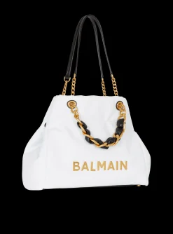 1945 Soft Tote Bag In Embossed Calfskin With A Grid Motif-Balmain Best Sale