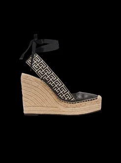 Alex Monogram Jacquard And Leather Espadrilles-Balmain Discount