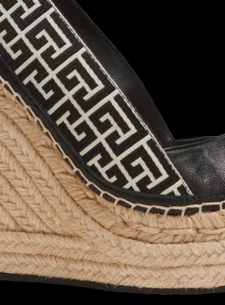 Alex Monogram Jacquard And Leather Espadrilles-Balmain Discount