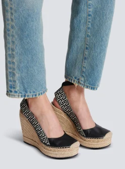 Alex Monogram Jacquard And Leather Espadrilles-Balmain Discount