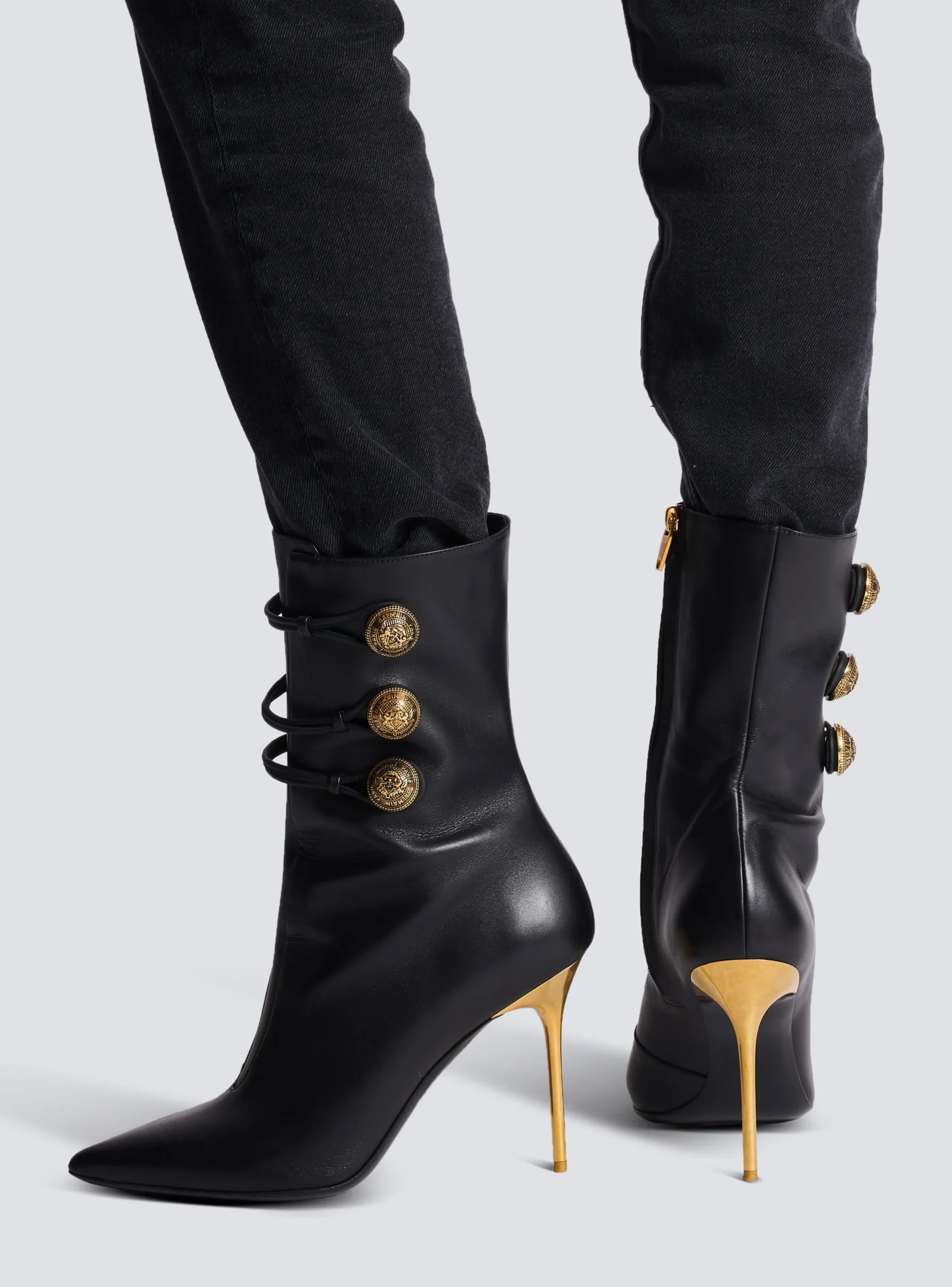 Alma Leather Ankle Boots-Balmain Store