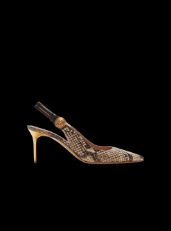 Alma Snakeskin-effect Leather Slingbacks-Balmain Outlet