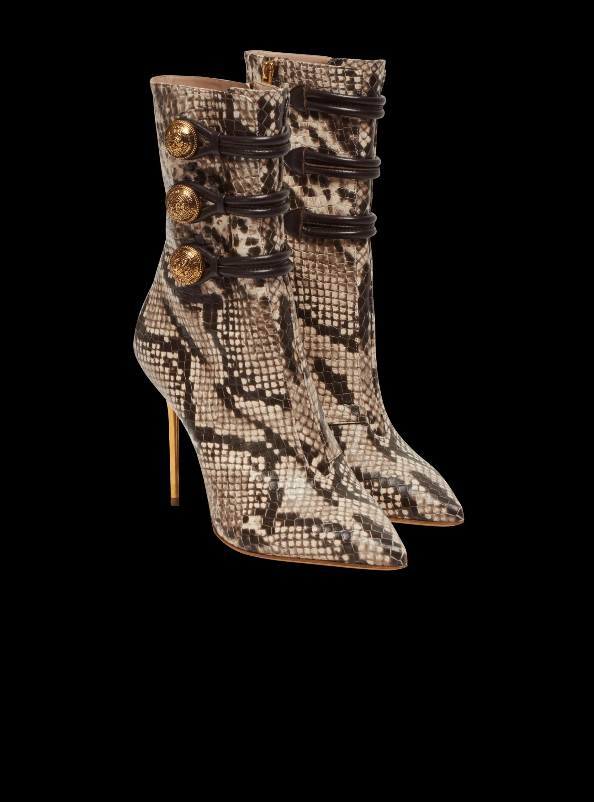 Alma Snakeskin-effect Leather Ankle Boots-Balmain Shop
