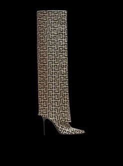 Ariel Monogrammed Leather Boots-Balmain Clearance