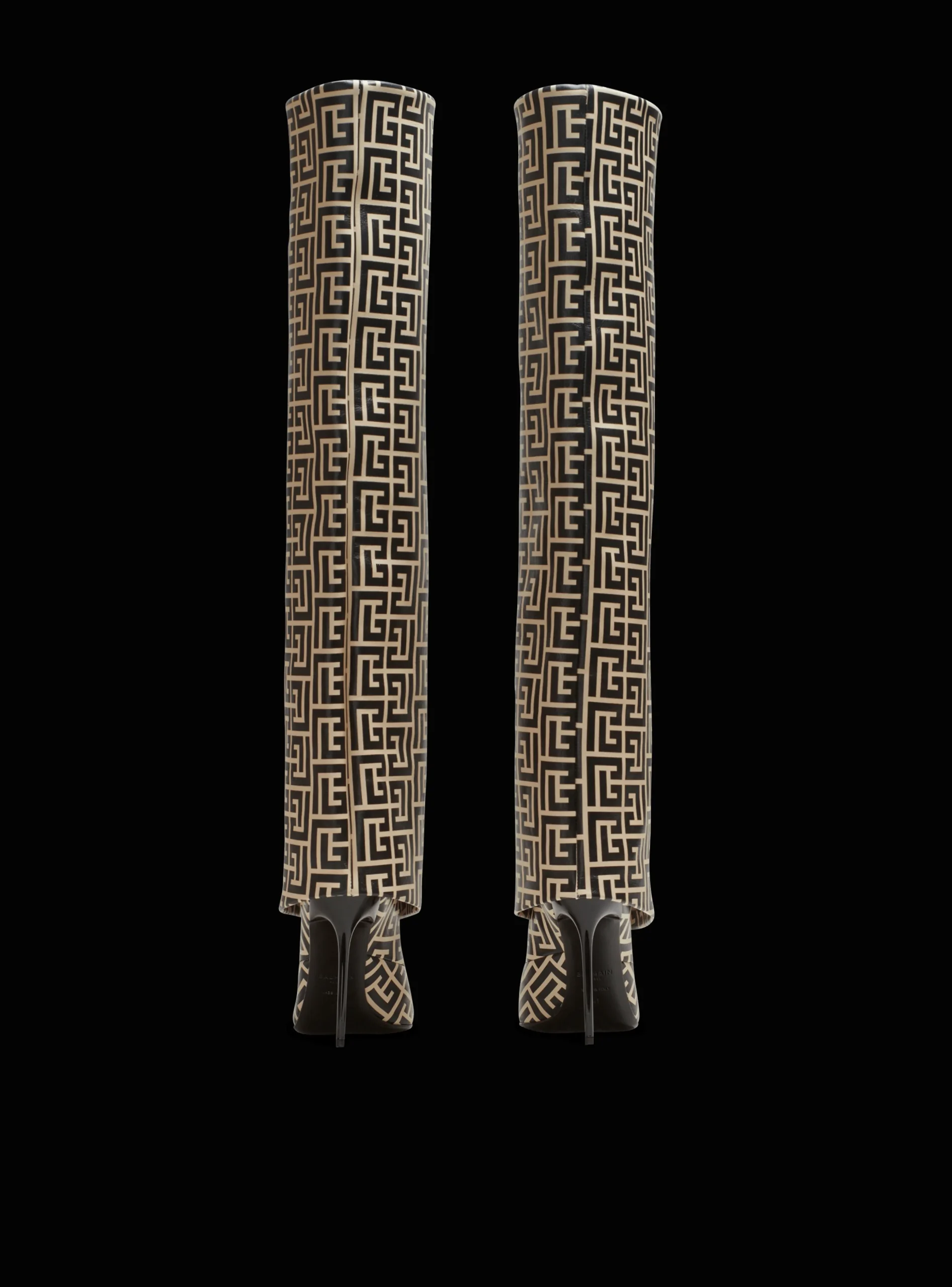 Ariel Monogrammed Leather Boots-Balmain Clearance