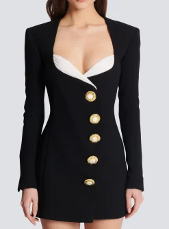Asymmetric Crepe Buttoned Dress-Balmain Outlet