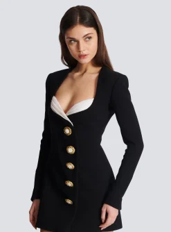 Asymmetric Crepe Buttoned Dress-Balmain Outlet