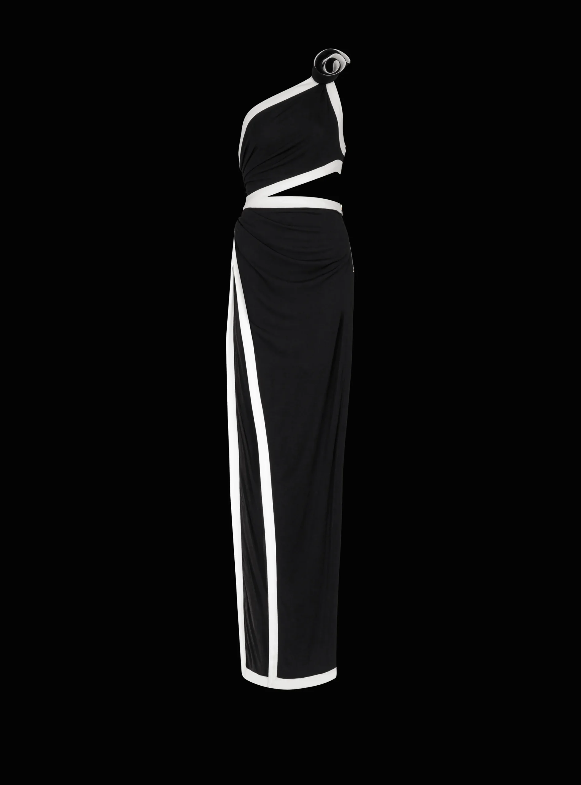 Asymmetric Dress With Rose Detail-Balmain Discount