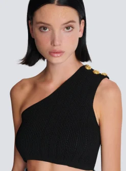 Asymmetric Knit Top With Buttons-Balmain Best