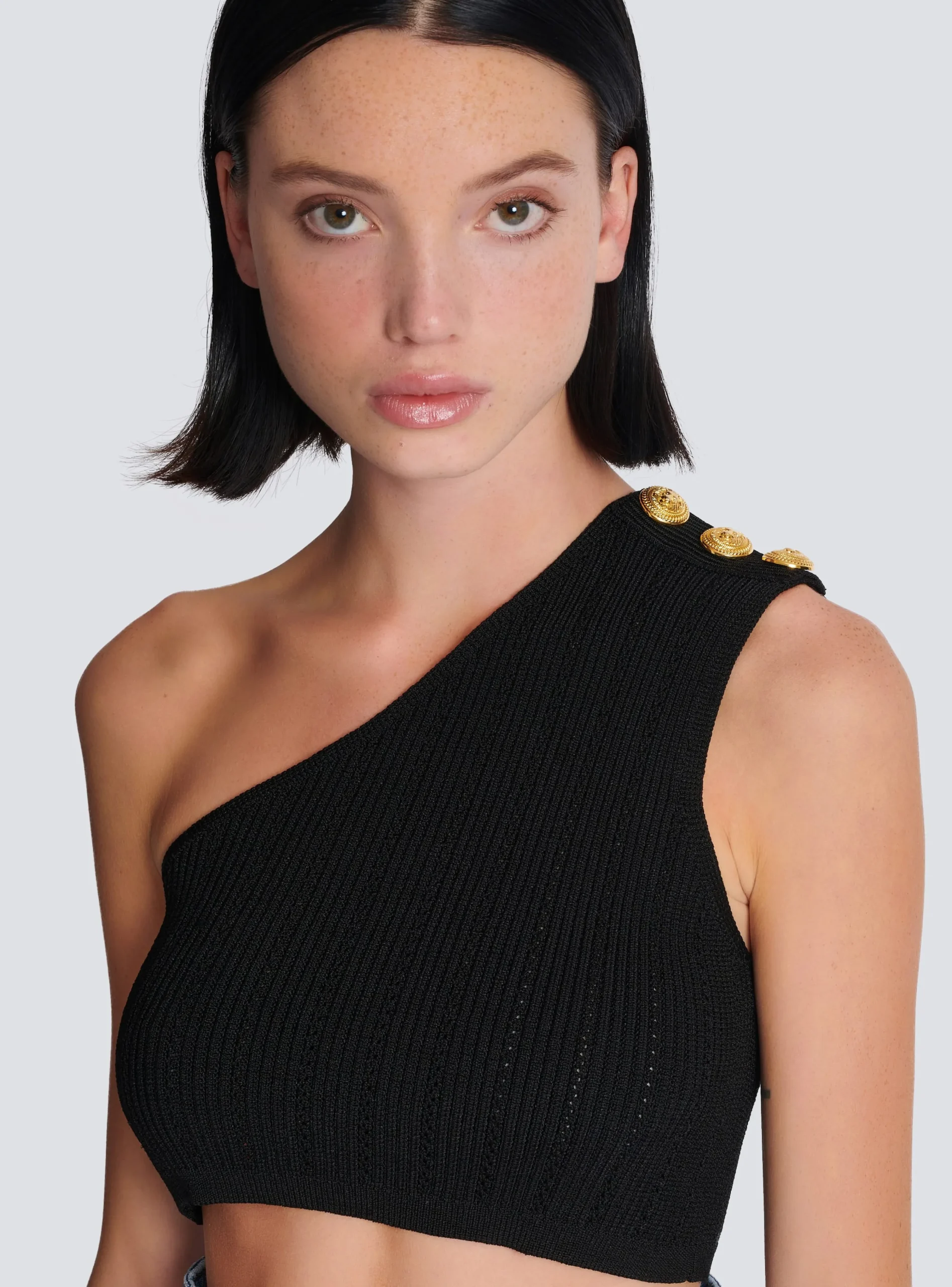 Asymmetric Knit Top With Buttons-Balmain Best
