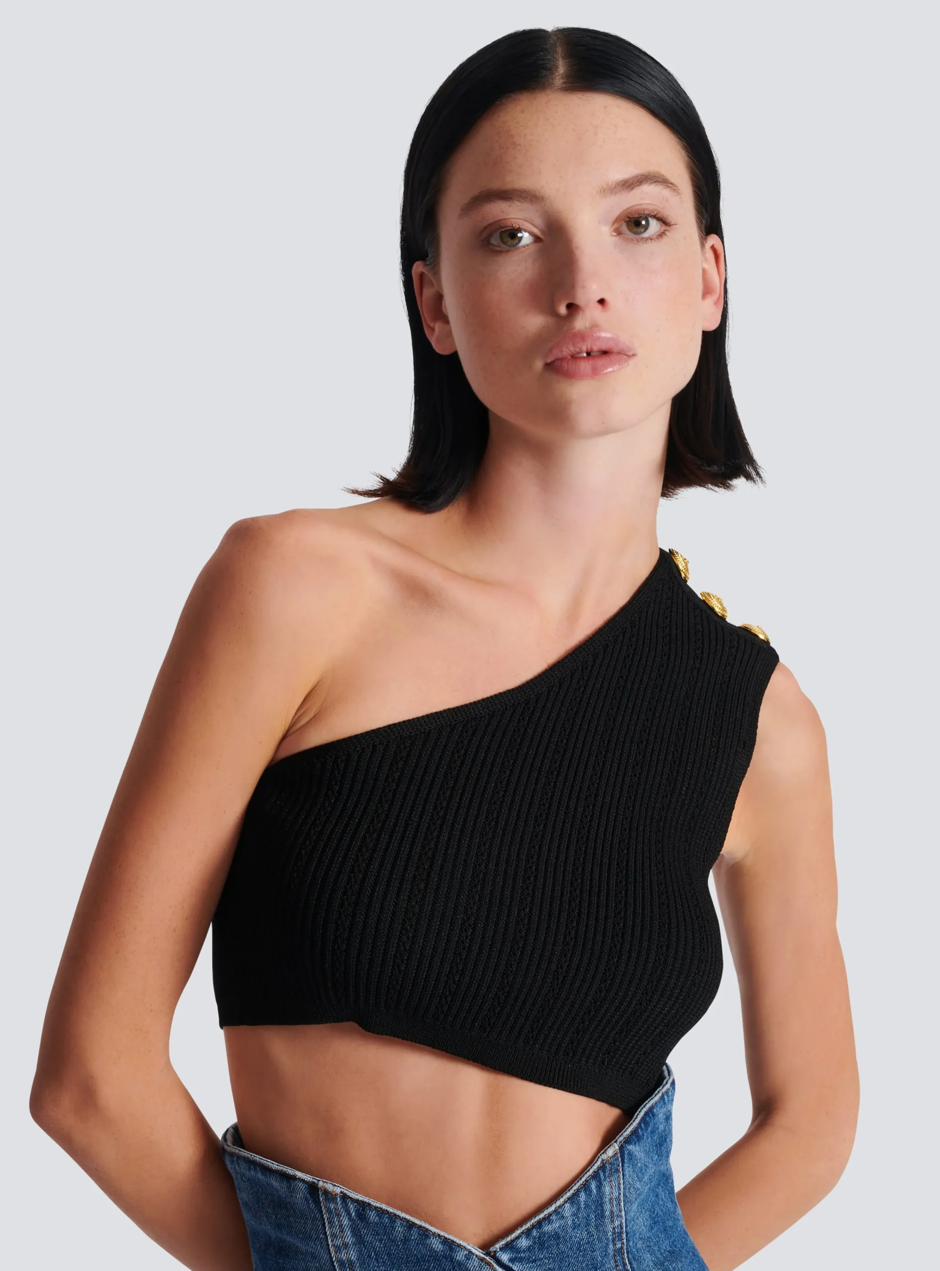 Asymmetric Knit Top With Buttons-Balmain Best