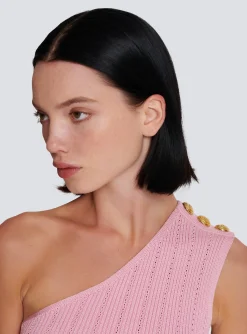 Asymmetric Knit Top With Buttons-Balmain Store