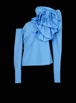Asymmetric Poplin Shirt With Rose-Balmain Sale