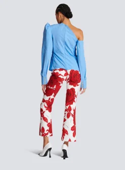 Asymmetric Poplin Shirt With Rose-Balmain Sale