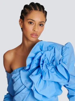 Asymmetric Poplin Shirt With Rose-Balmain Sale