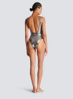 B Metallic Swimsuit-Balmain Cheap