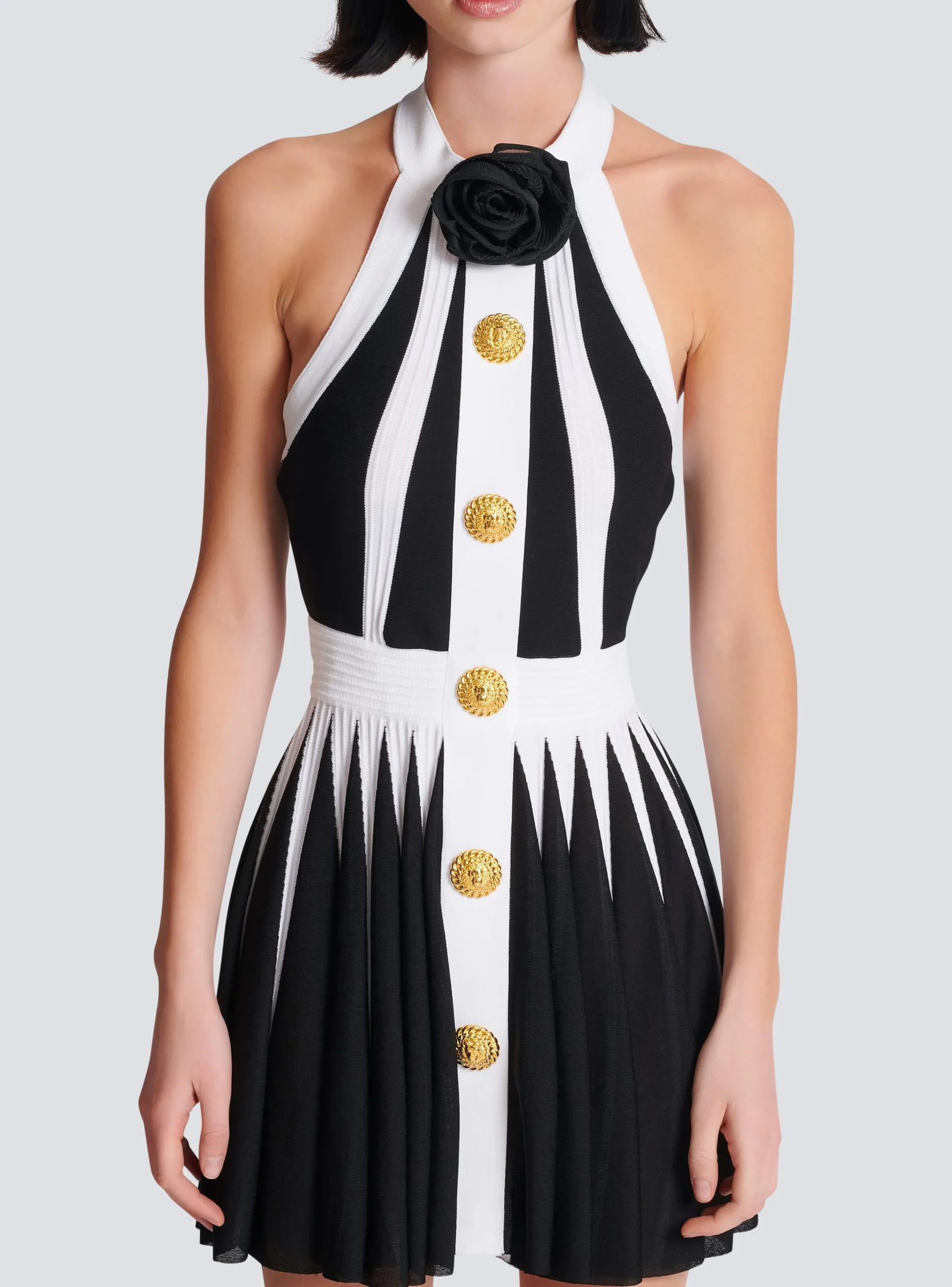 Backless Knit Dress With Rose Detail-Balmain Hot