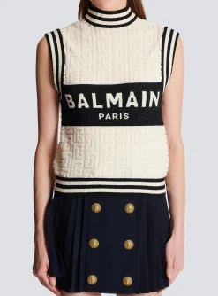Monogrammed Bouclette Knit Top-Balmain Outlet