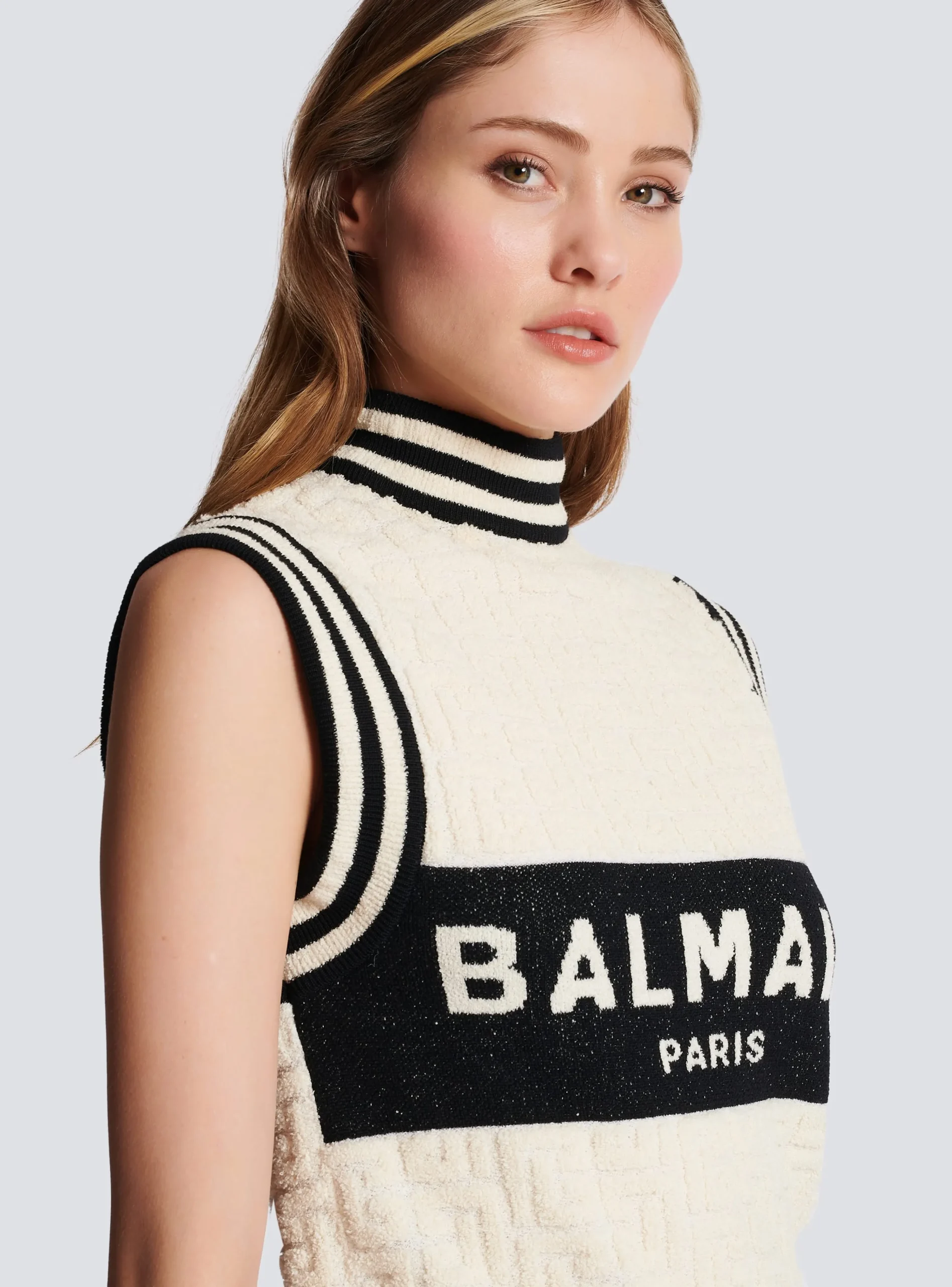 Monogrammed Bouclette Knit Top-Balmain Outlet