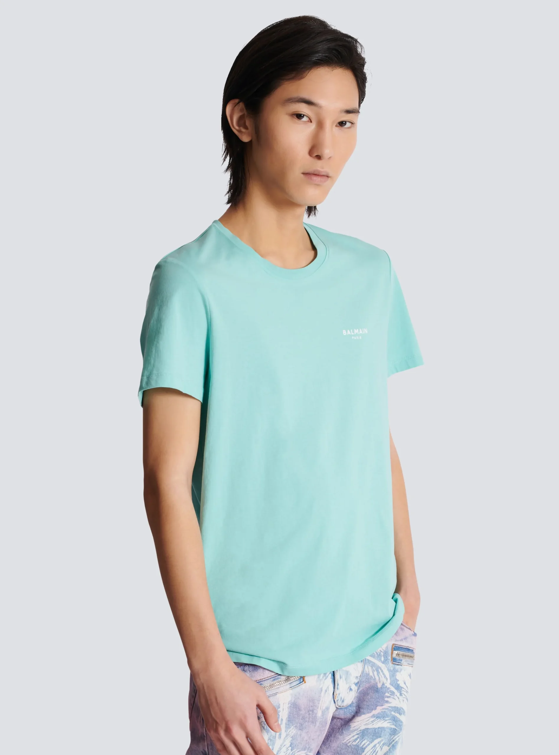 Paris Flocked Short-sleeved T-shirt-Balmain Fashion