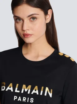 Paris T-shirt With Buttons-Balmain Flash Sale