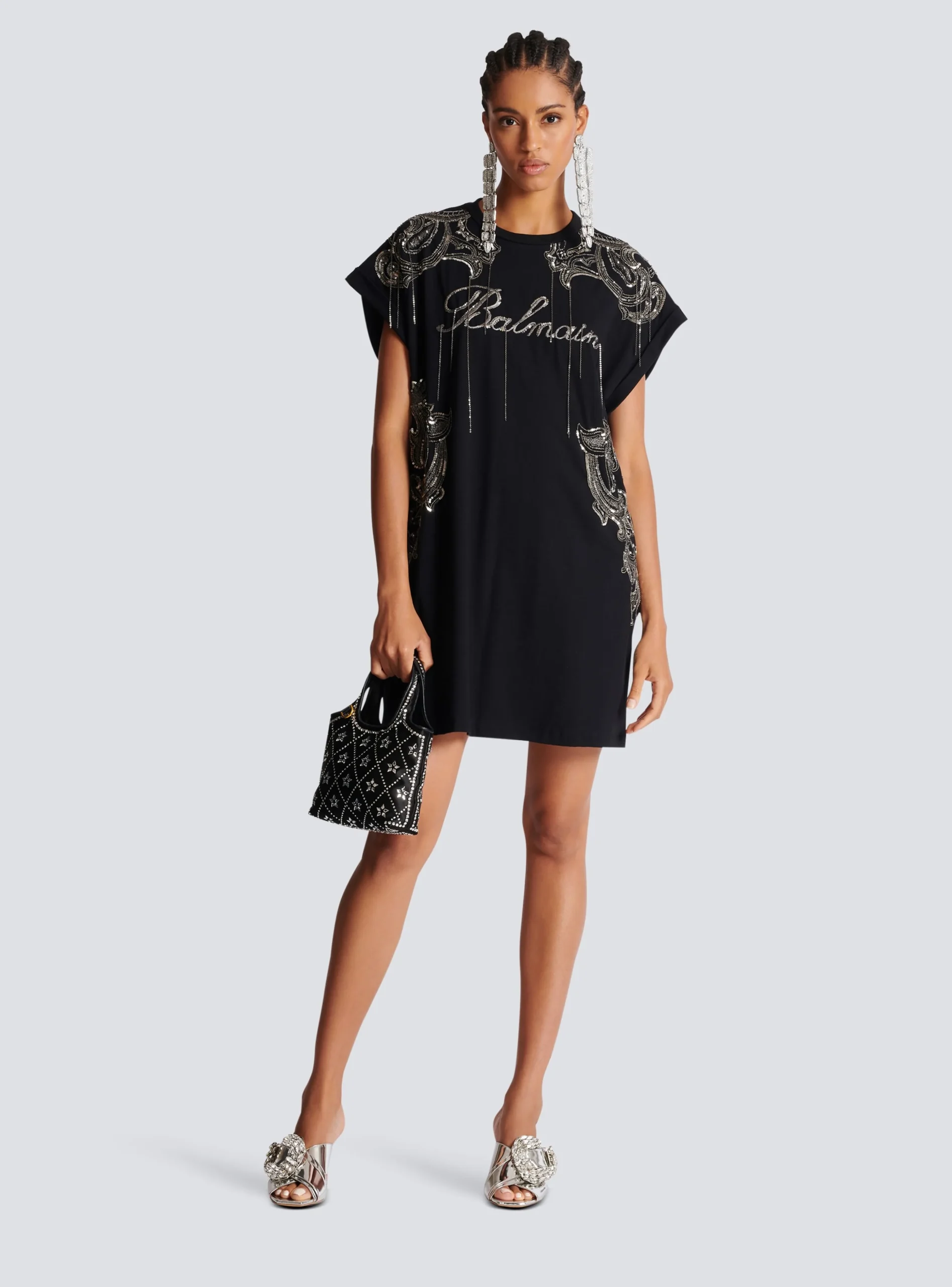 Signature Chain Embroidered T-shirt Dress-Balmain Fashion