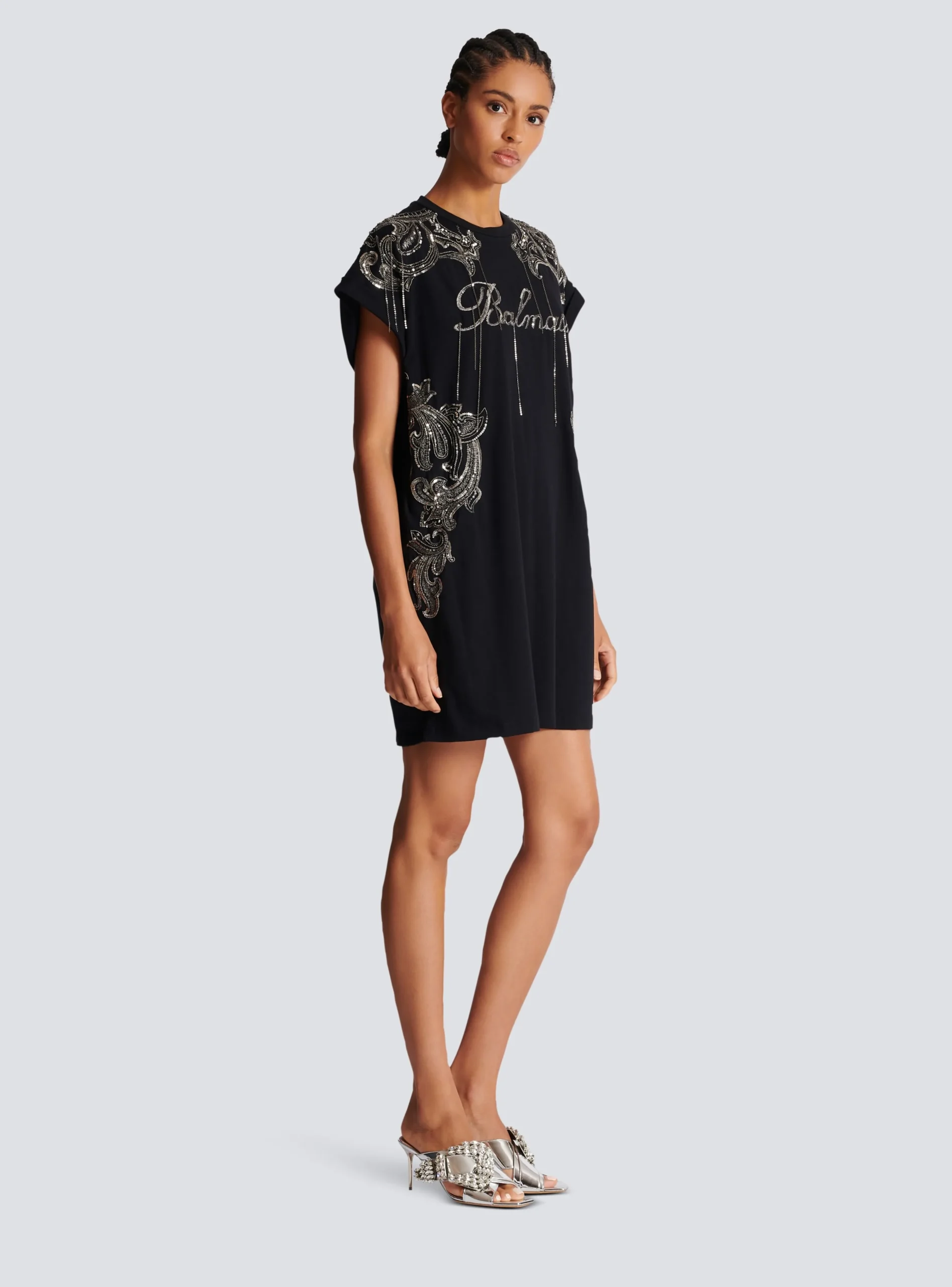 Signature Chain Embroidered T-shirt Dress-Balmain Fashion