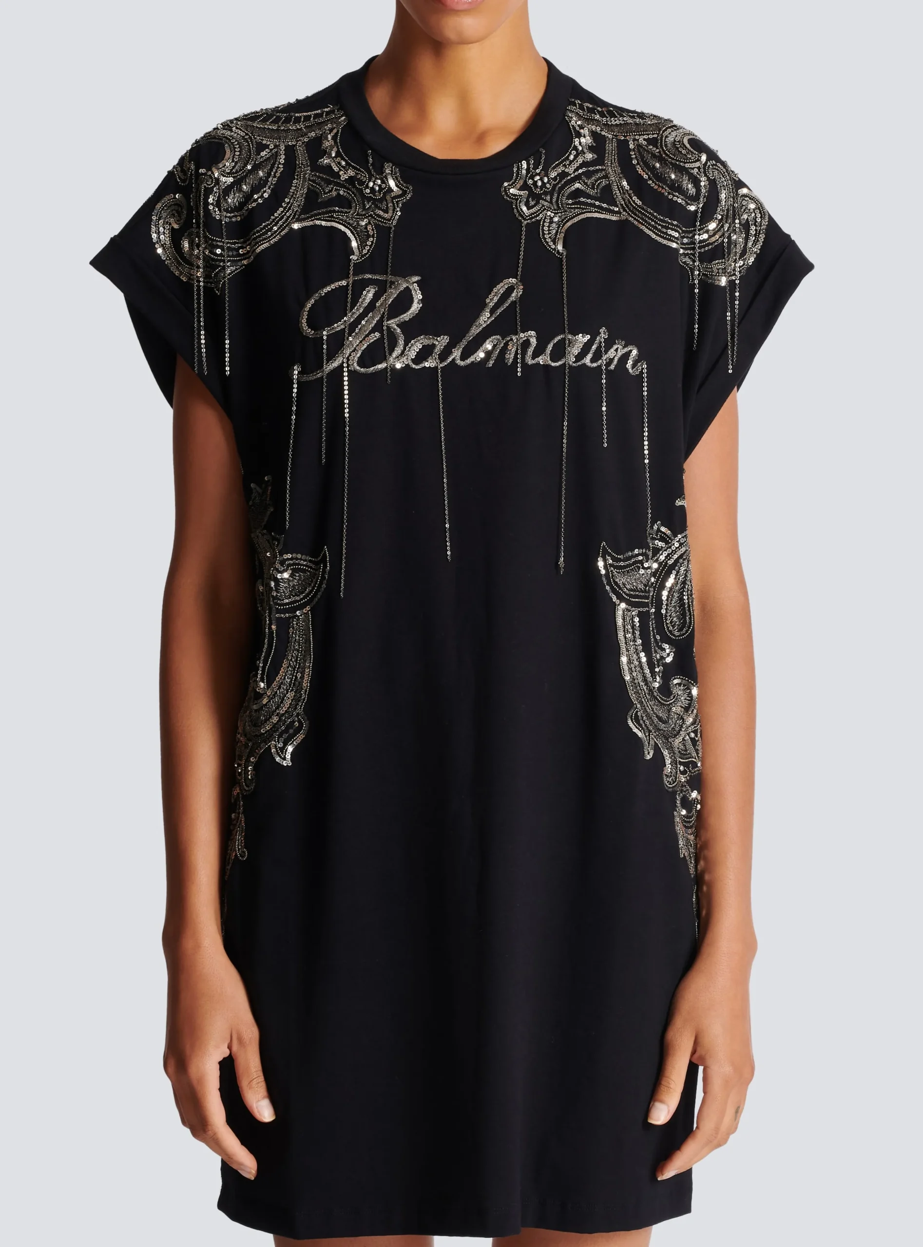 Signature Chain Embroidered T-shirt Dress-Balmain Fashion