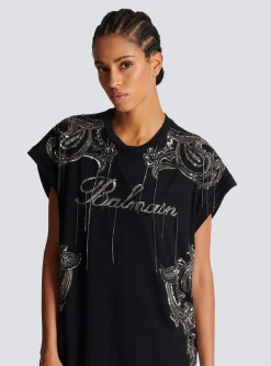 Signature Chain Embroidered T-shirt Dress-Balmain Fashion
