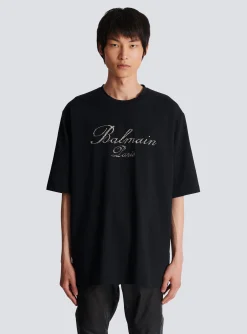 Signature Embroidered T-shirt-Balmain Discount