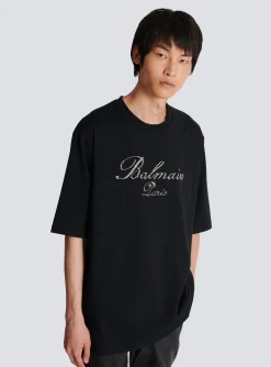 Signature Embroidered T-shirt-Balmain Discount