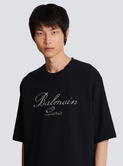 Signature Embroidered T-shirt-Balmain Discount