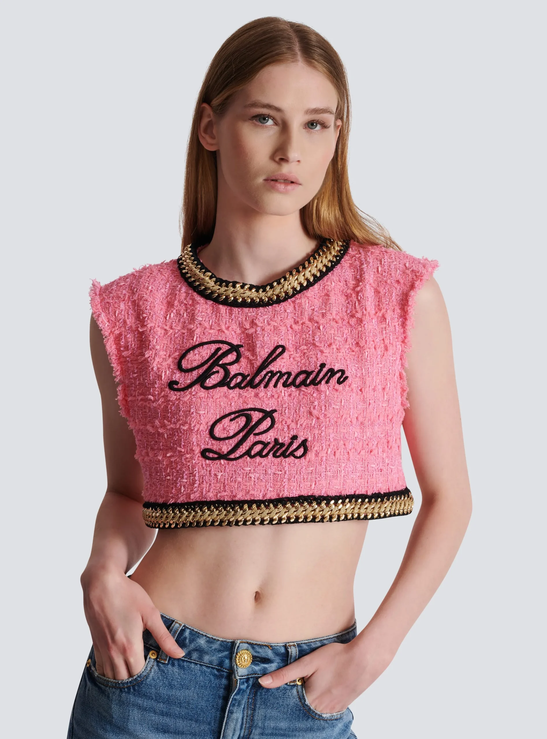 Signature Tweed And Chain Top-Balmain Flash Sale