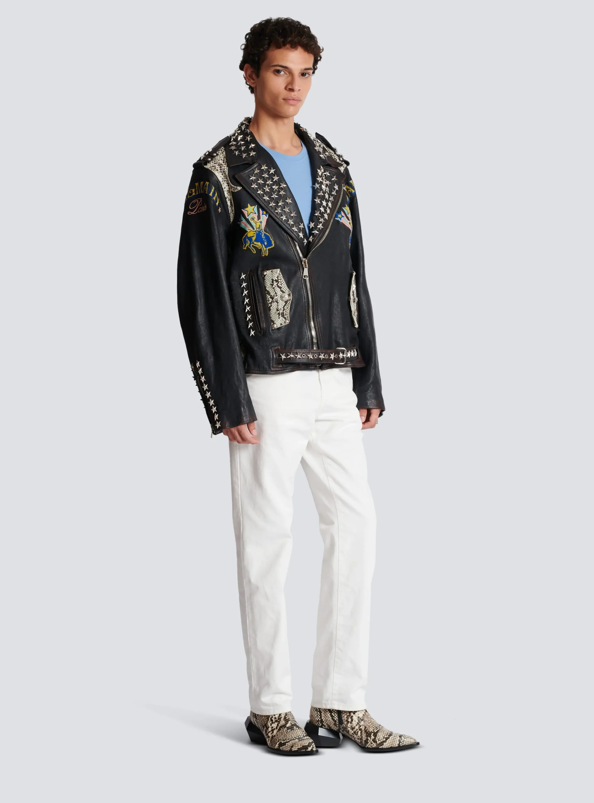 Western Leather Biker Jacket-Balmain Best