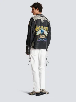 Western Leather Biker Jacket-Balmain Best