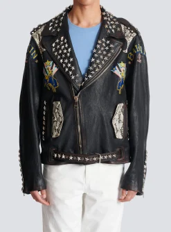 Western Leather Biker Jacket-Balmain Best