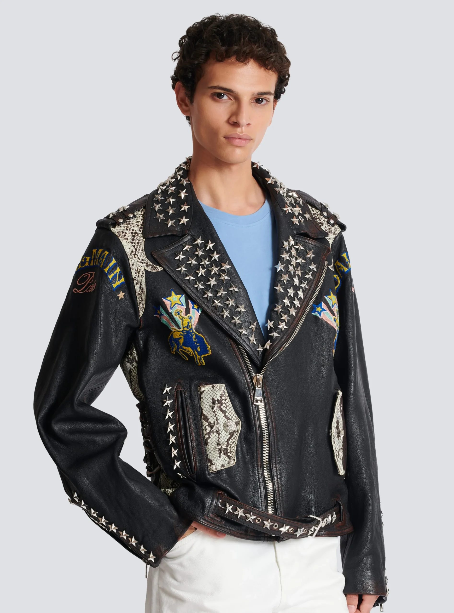 Western Leather Biker Jacket-Balmain Best