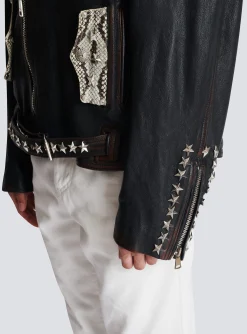 Western Leather Biker Jacket-Balmain Best