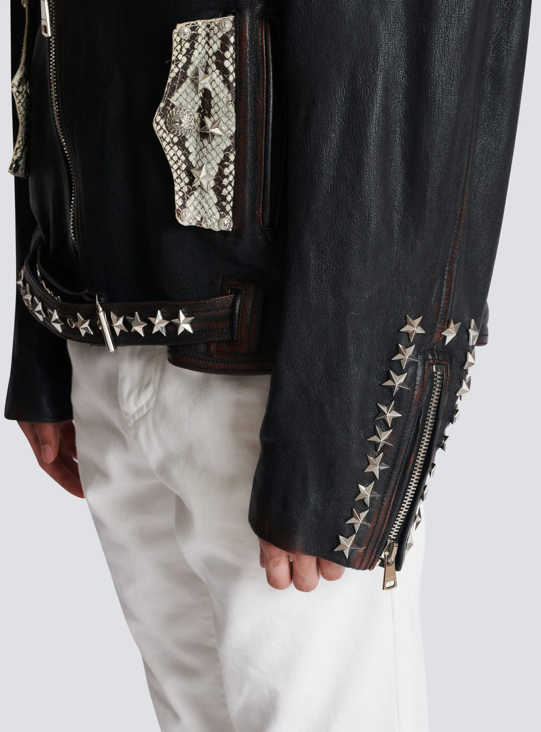 Western Leather Biker Jacket-Balmain Best