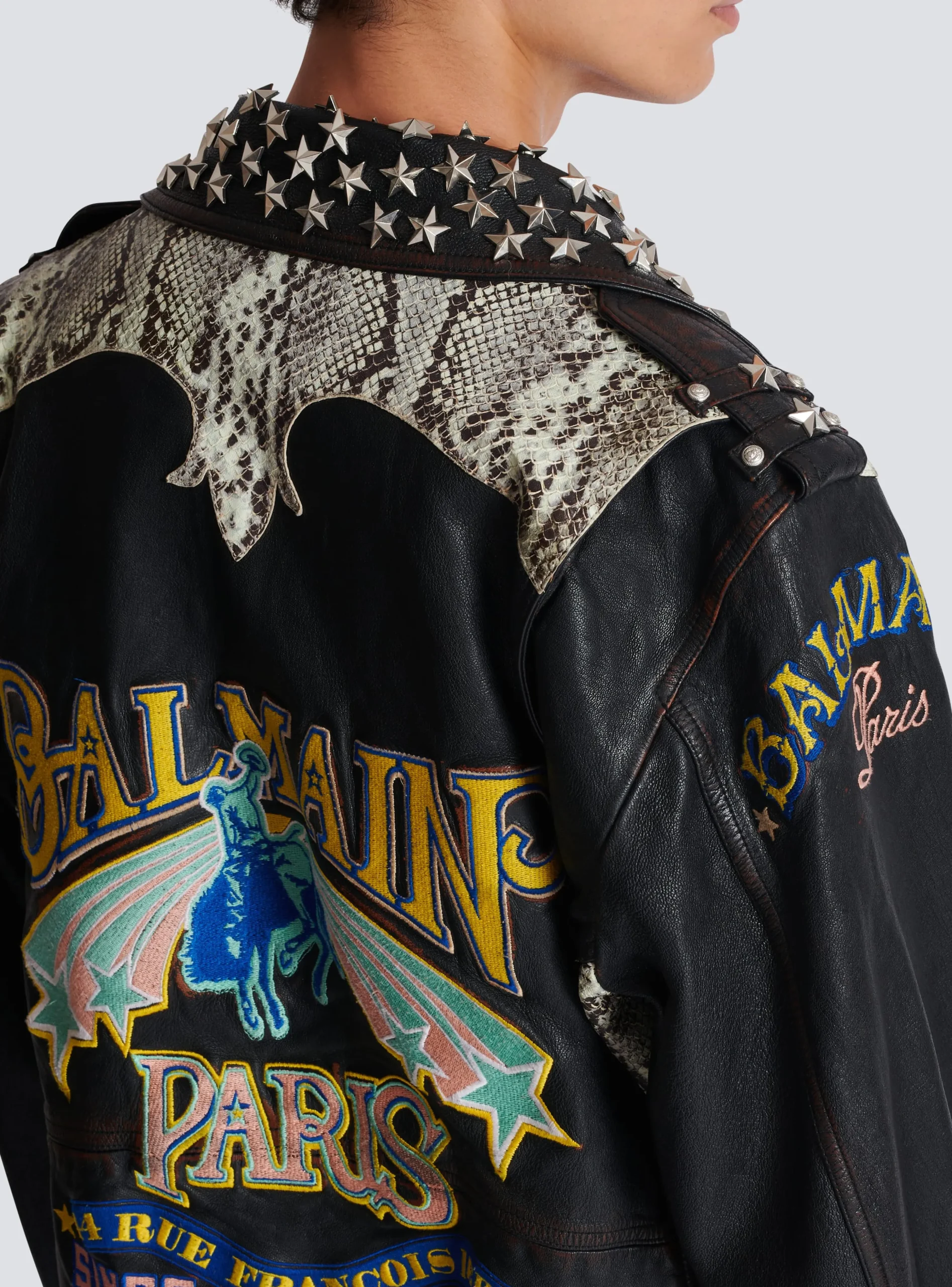 Western Leather Biker Jacket-Balmain Best
