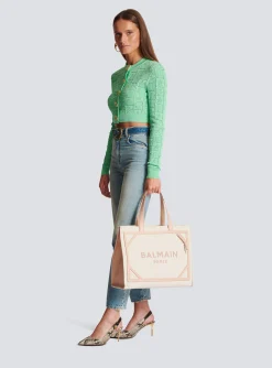 B-Army 42 Canvas And Smooth Leather Tote Bag-Balmain Online